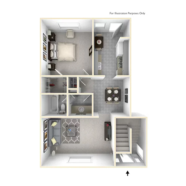1 bedroom 1 bath 2-571 floor plan